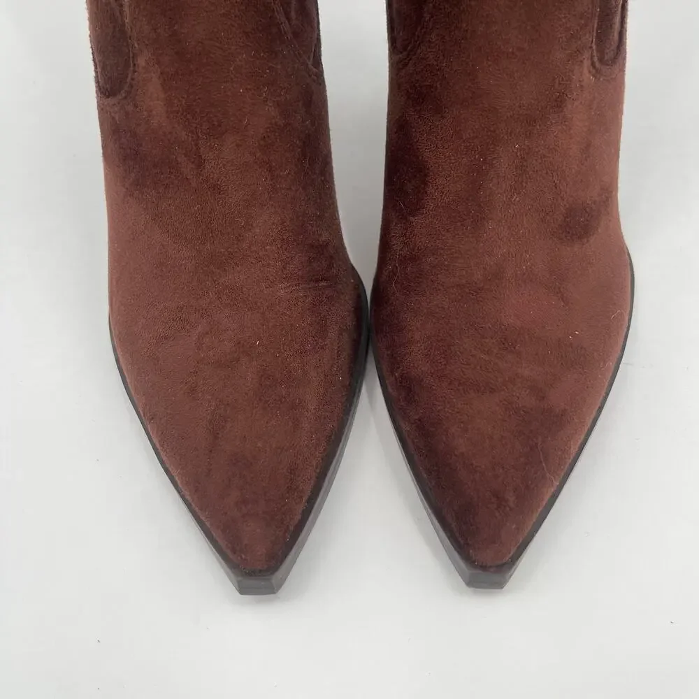 MARC FISHER LTD Onyse Boots Size 6.5 Faux Suede Chocolate Brown NEW Over Knee